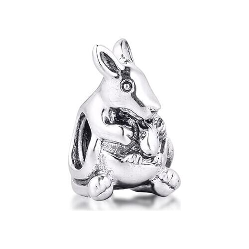 Fits Pandora Bracelets 925 Sterling Silver Kangaroo & Baby Charms Metal Beads DIY Jewelry Making Gift for Women