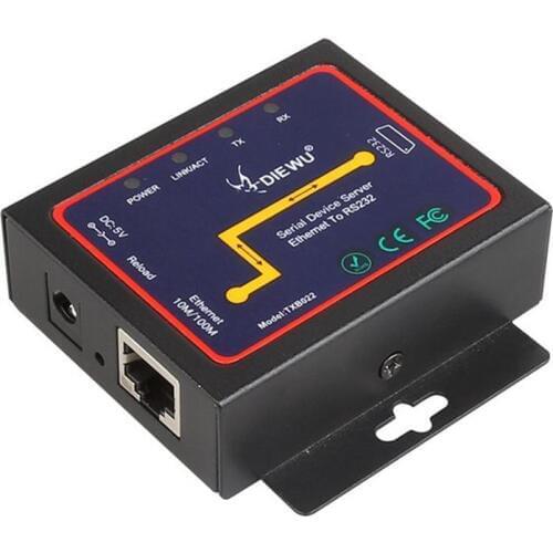DIEWU Serial Device Server DB9 RJ45 to RS232 Ethernet To RS232 TCP/IP Server Module Communication Converter