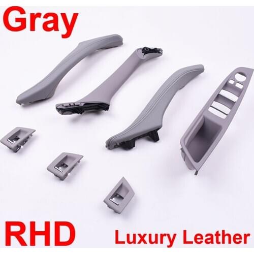 Luxury Leather Right Hand Drive RHD For BMW 5 series F10 F11 520 525 Cray Car Interior Door Handle Inner Panel Pull Trim Cover
