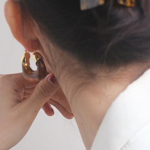 Trendy Fashion Transparent Acrylic Statement Chunky Earrings for Women Goth Round Dangle Drop Big Circle Earring Korean Jewelry