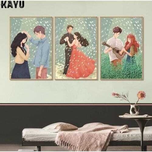Nordic Posters and Prints Romantic Dancing Lover Wall Art Canvas Painting Hand Painted Wall Pictures For Living Room Home Decor