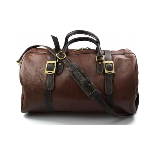 Duffle bag genuine leather travel bag shoulder bag brown mens ladies travel bag gym bag luggage made in Italy