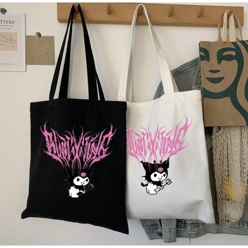 Harajuku Kawaii Y2k Cartoons Anime Bags Shopping Bag Canvas Shopper Bag Reusable Tote Bag Handbags Shoulder Bags Collapsible