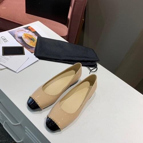Womens Shoes New Fashion Casual Shoes Genuine Patent Leather Ladies Shoes Square Toe Slip-On Shoes For women Large Size 34-40