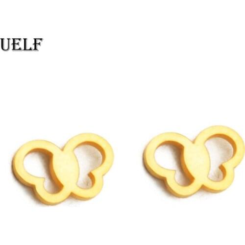 Uelf Stainless Steel Butterfly Stud Earrings for Women Cute Animal Earrings Girls Kids Fashion Jewelry Gift boucle d'oreille