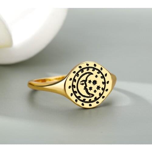Vintage Sun And Moon Rings Stainless Steele Womens Ring Sun Moon Adjustable Ring For Men Women Couple Engagement Jewelry Gift