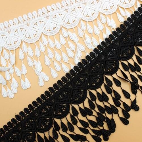 Polyester Embroidery venise dangle lace trim 8cm wide fashion womens accessories clothes lace net diy fabric with Tassel-LSXG