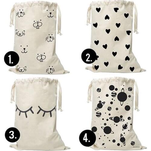 Heart Bear eyelash Pattern Laundry Bag Pouch Canvas Storage Bag for Toys Clothing Baby Kids Toys Storage Bag Cute Wall Pocket