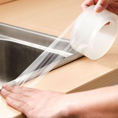Home Kitchen Sink Gap Waterproof Mold Strong Self-adhesive Transparent Tape Bathroom Mildewproof Gap Bath Tub Toilet Seal Tool
