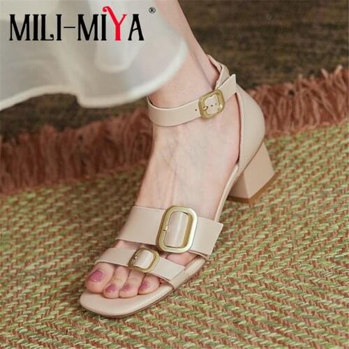 MILI-MIYA Gladiator Womens Sandals 2021 Summer Fashion Women Chunky High Heels Buckle Strap Peep Toe Comfortable Dress Shoes