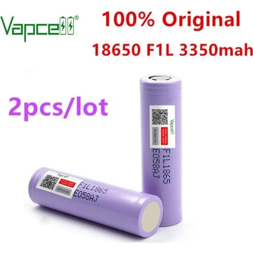 2pcs/lot Vapcell original 18650 3350mAh F1L battery discharge rechargeable 3.7V li ion batteries for flashlight power tools