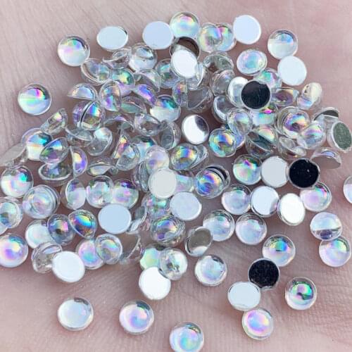 2000pcs 4mm Flatback AB Clear white beads Acrylic Semicircle Rhinestone trim DIY Wedding Dress -S681*5