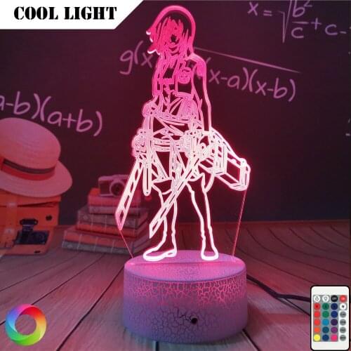 3d Lamp Attack on Titan Mikasa Ackerman Figure Kids Nightlight for Room Decoration Led Color Changing Night Light Anime Gift