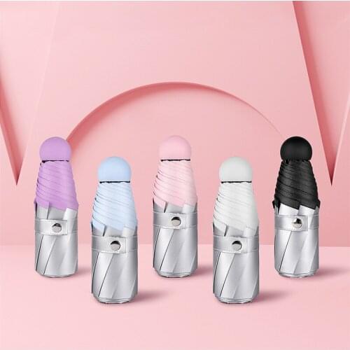 Titanium silver glue 5 Folding pocket umbrella female sunscreen umbrella fresh sunny rainy titanium glue ultra-light umbrella