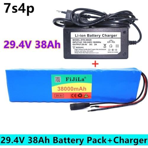 7S4P 24V 38ah 29.4V FOR Lithium-ion battery pack Built-in BMS electric bike unicycle scooter wheelchair motor + charger