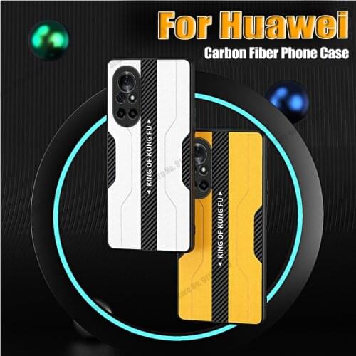 For Huawei Nova 8 Pro 7SE Carbon Fiber PU Leather Silicone Shockproof Phone Case For Mate 40 30 20 Pro Camera Protective Cover