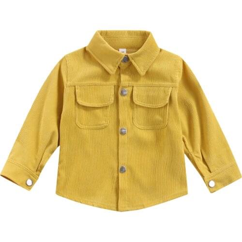 Childrens Clothing 2021 Autumn Jacket Outwear Solid Color Corduroy Coat Long Sleeve Button-down Casual Daily 6M-4Y Baby Clothes