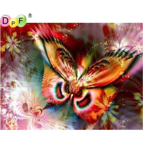 DPF Full Square Diamond 5D DIY Diamond Painting "Colorful butterfly" 3D Embroidery Cross Stitch Rhinestone Mosaic Painting Decor