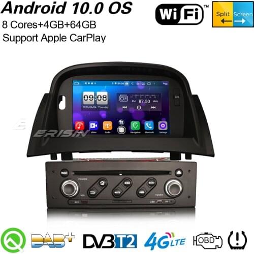 Erisin 8772 Octa-Core Android 10.0 Car Stereo DAB+ Satnav DSP OBD2 WiFi CarPlay DVR TPMS USB Bluetooth GPS For Renault Megane II