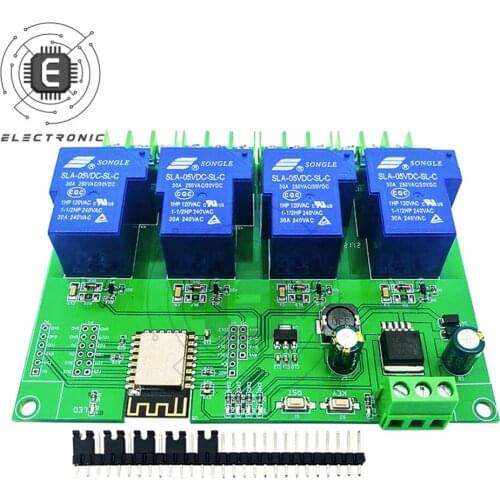 ESP8266 ESP-12F WIFI 4 Channel Relay Module ESP8266 ESP-12F Development Board DC7-28V/5V 30A Relay Board For Arduino
