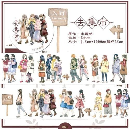 Daily Lovely Girl Washi Tapes Bullet Journal Masking Tape Adhesive Tape DIY Scrapbooking Washi Stickers