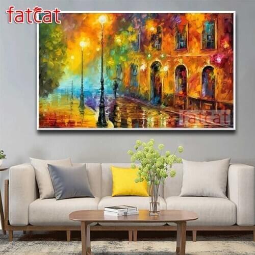 FATCAT Abstract night landscape Large Diy Diamond Painting Full square round drill 5d Diamond Embroidery Kit Mosaic Art AE2659