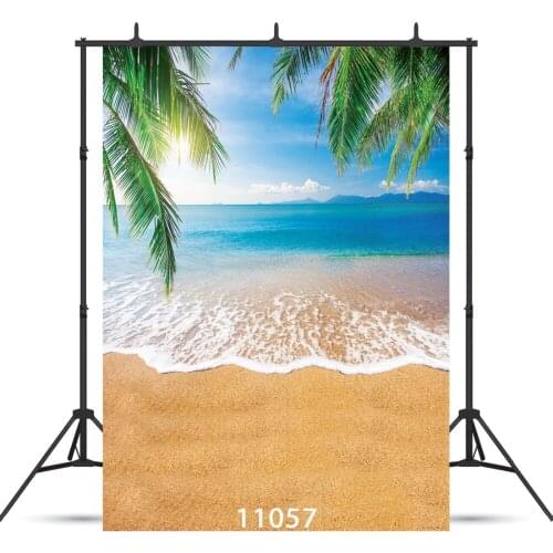 Palm Tree Sea Beach Waves Photography Backdrops Vinyl Cloth Printed Photo Backgrounds for Studio Portrait Child Baby Photo Shoot