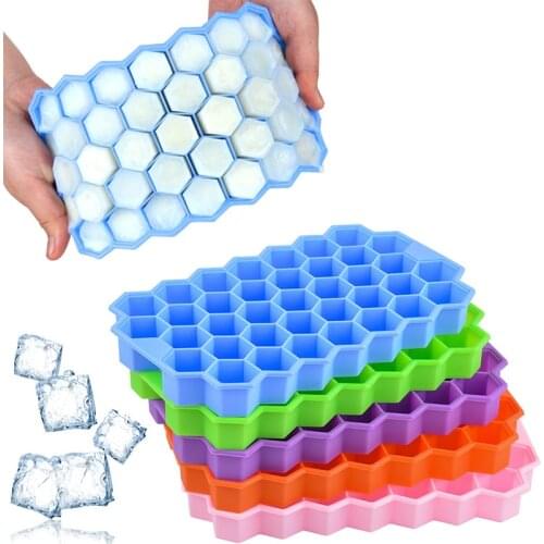 37 Cavity Ice Cube Tray Honeycomb Ice Cube Mold Food Grade Flexible Silicone Ice Molds for Whiskey Cocktail No BPA