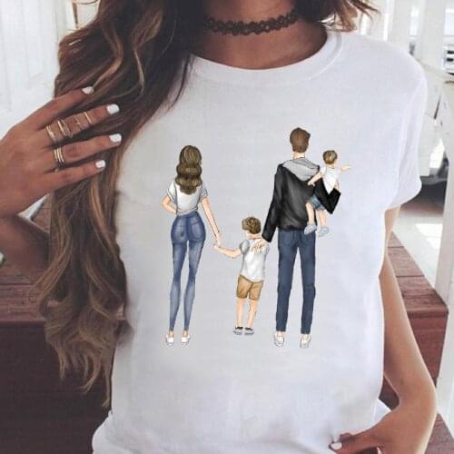 FIXSYS Women Graphic Love Family 90s Son Sweet Cute Mama Mom Mother Summer Cartoon Print Female Clothes Tops Tees Tshirt T-Shirt