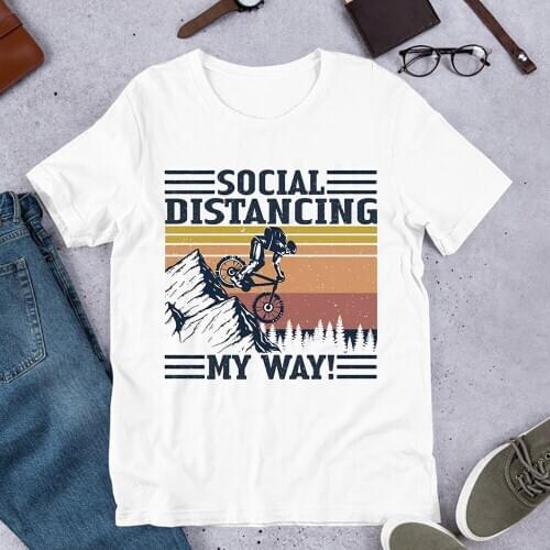 Cycling Bike T Shirt Social Distancing Bicycle Graphic Cotton Tees