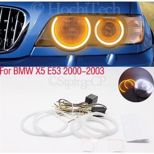 SMD cotton light LED angel eyes white and yellow DRL kit For BMW X5 E53 Pre facelift 2000 2001 2002 2003 Car accessories