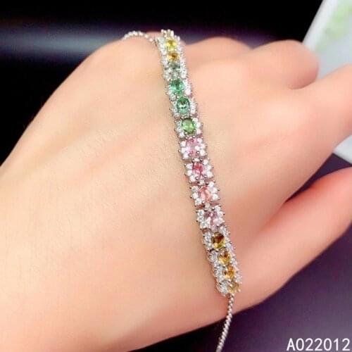 KJJEAXCMY fine jewelry natural Tourmaline 925 sterling silver exquisite new girl gemstone hand bracelet support test