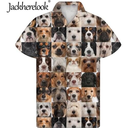Jackherelook Summer Cubana Shirts for Men Cute Cats Dogs Pattern Short Sleeve Hawaiian Shirt Mens Clothing Plus Size Tops Tee