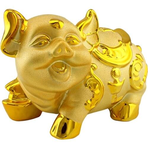 CERAMIC GOLDEN PIG FENG SHUI STATUE BANK BANK GOOD LUCK PIGGY BANK CHILD BIRTHDAY GIFT HOME DECORATION ARTS AND CRAFTS