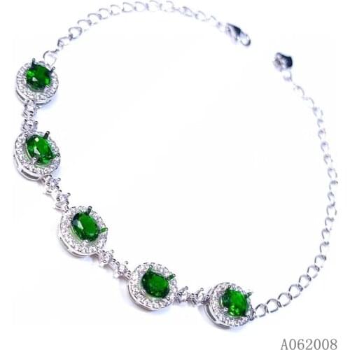 KJJEAXCMY fine jewelry 925 sterling silver inlaid natural diopside bracelet noble female new bracelet support testing