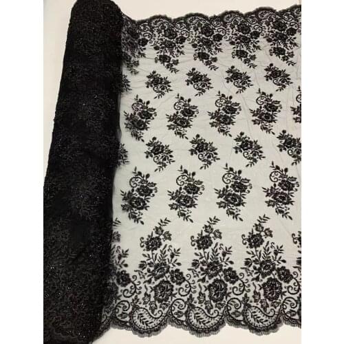 Latest African French Tulle Lace with beads High Quality Party Luxury SYJ-4888811 Embroidery Nigerian Lace Fabric