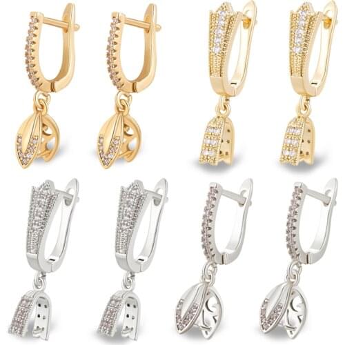 Luxury Wedding Brass Zircon Earring Hook High Quality Jewelry Making Supplies Fashion Tassels Diy Wedding Findings Accessories