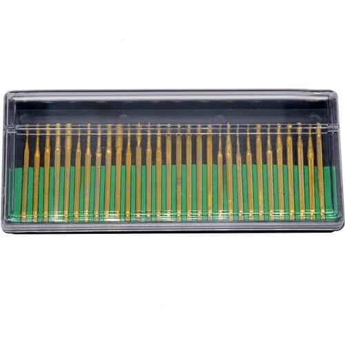 Hot 30pcs/lot Titanium Coated Dental Burrs Bur Bit Set Diamond Grinding Drill Grinder Bits Rotary Tool Metal Jade Carving Tools