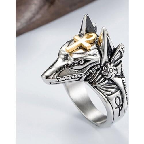 New Self-defense Ring Stainless Steel Retro Wolf Knuckle Ring Mens And Womens Survival Protection Ring
