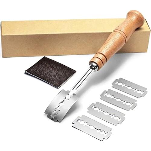 Bread Knife Dough Scribing Knife Razor Tool Belt 5 Pieces of Replaceable Blades PU Protective Cover for Professional Kitchen