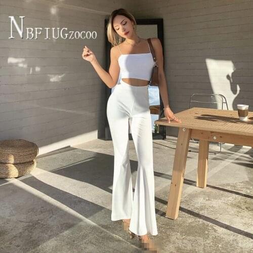 High Waist Hollow Design Sexy Women Flare Pants Korean Slim Female Trousers