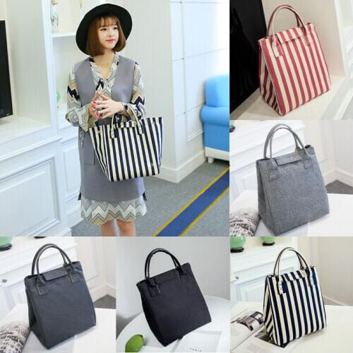 Stripe Cooler Insulated Lunch Bag Women Men Picnic Portable Box for Thermal Food Bento Pouch Container