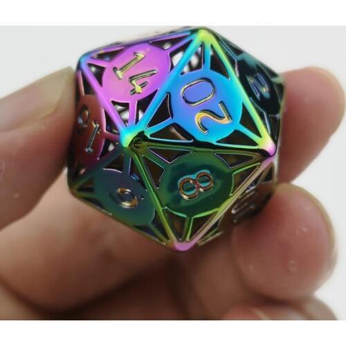 Rollooo Hollow Metal Dice D20 Flame-treated Finishing for Roleplaying Games Collection or Gift