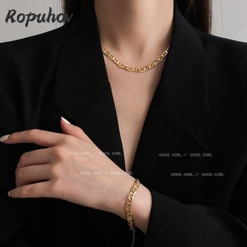 ROPUHOV 2021 Korean Trendy Chain Necklace Personalized Metal Sense Clavicle Chain Simple Fashion Girls Neck Chain