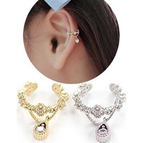 Earclip Ear Bone Folder Ear Cuff Wrap Rhinestone Cartilage Clip On Earring Fashion