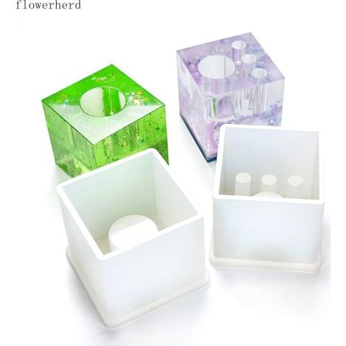 Aquatic Plant Glass Flowerpot Silicone Mold Resin Mold Pen Holder Gypsum Concrete Crystal Epoxy Mold DIY Flower Plug Mold