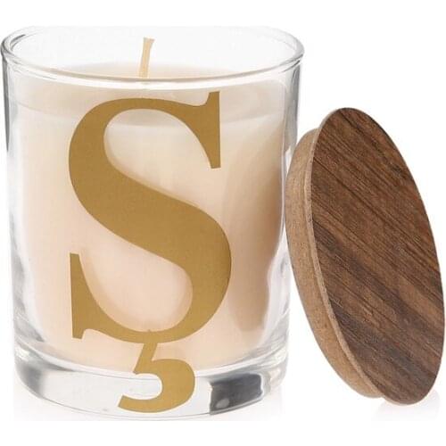 AS Letter Transparent Cup Scented Candle With Wooden Lid Gelatinous candles and scents свечи и ароматы velas y aromas