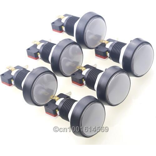 LED Arcade Game DIY Parts 6x 44mm 5V LED Illuminated Push Buttons Arcade Buttons For Arcade Raspberry Pi 1 2 3 Project - White