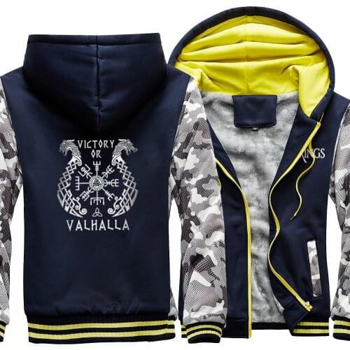 Odin Vikings Printing Mens Sweatshirt Funny Winter Warm Men Clothing Harajuku Streetwear Jacket Japan Anime Thick Hoodies