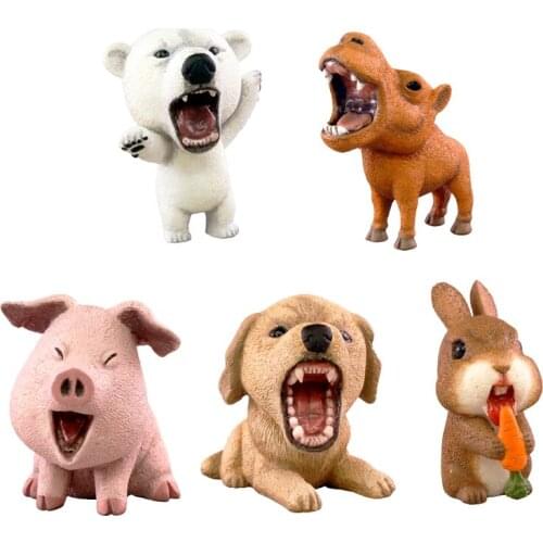 TAKARA TOMY Genuine Gashapon Toys Roaring Animal Series White Bear Camel Rabbit Pig Dog Ornament Action Figure Toys